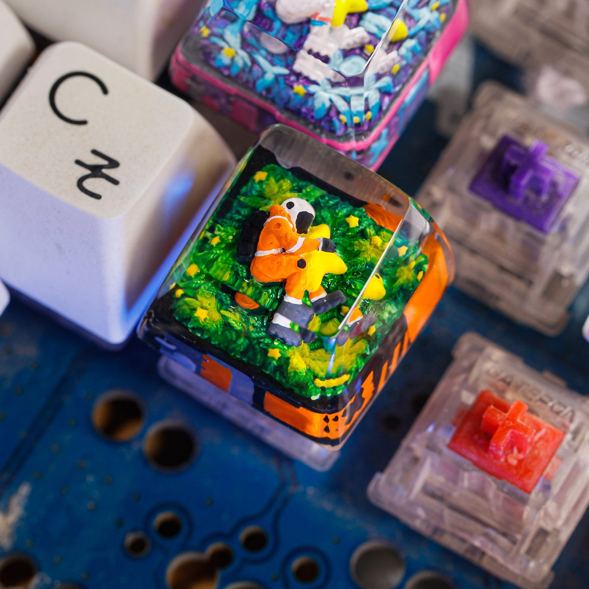 Astronaut Orange #3 resin artisan keycap