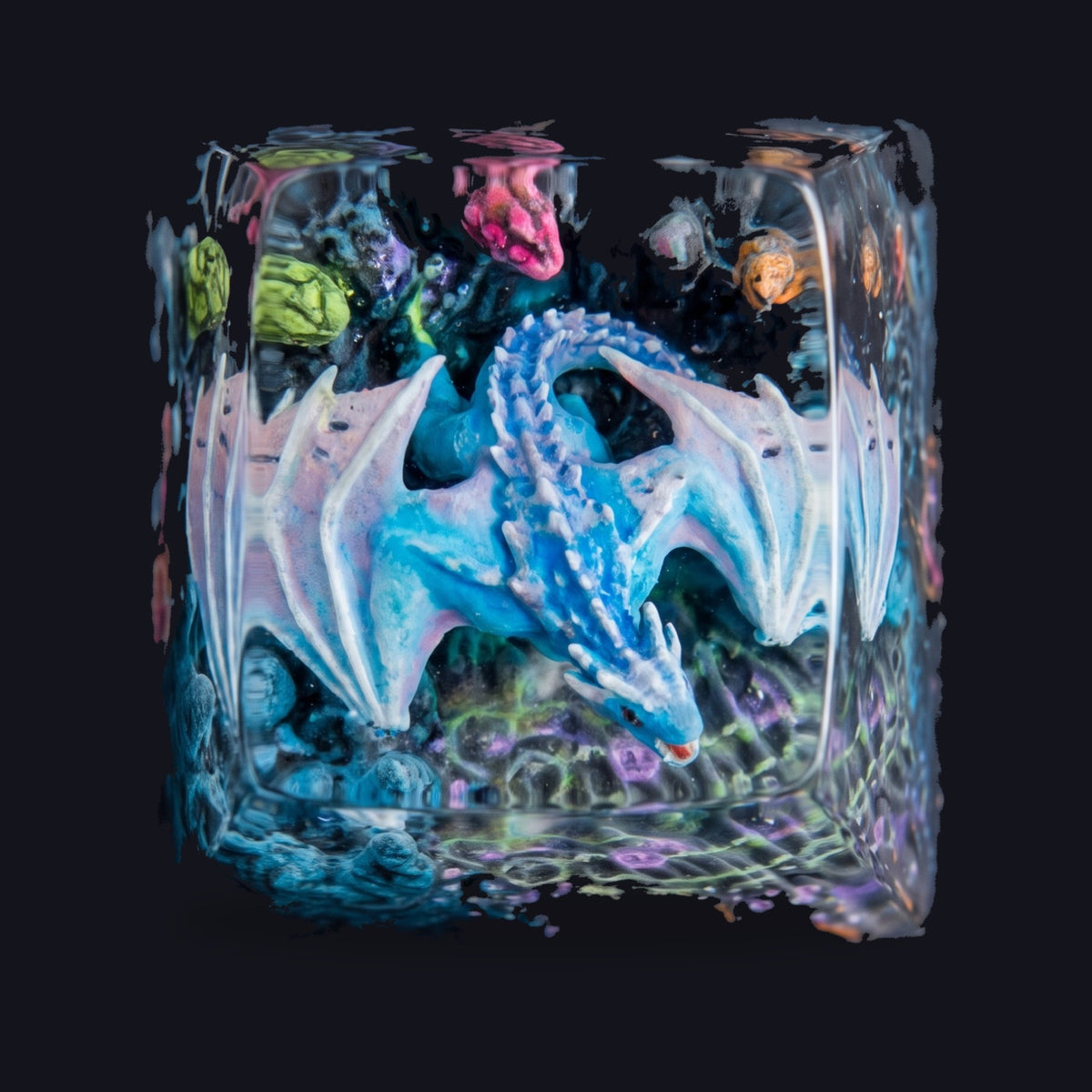 Blue Dragon Resin Keycap — top view