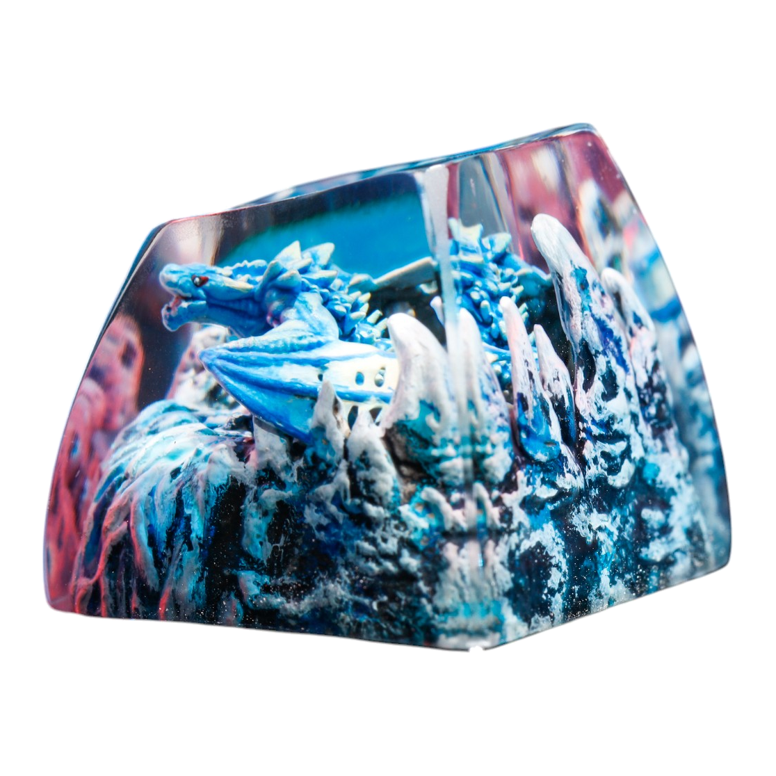 Blue Dragon Waterfall resin artisan keycap