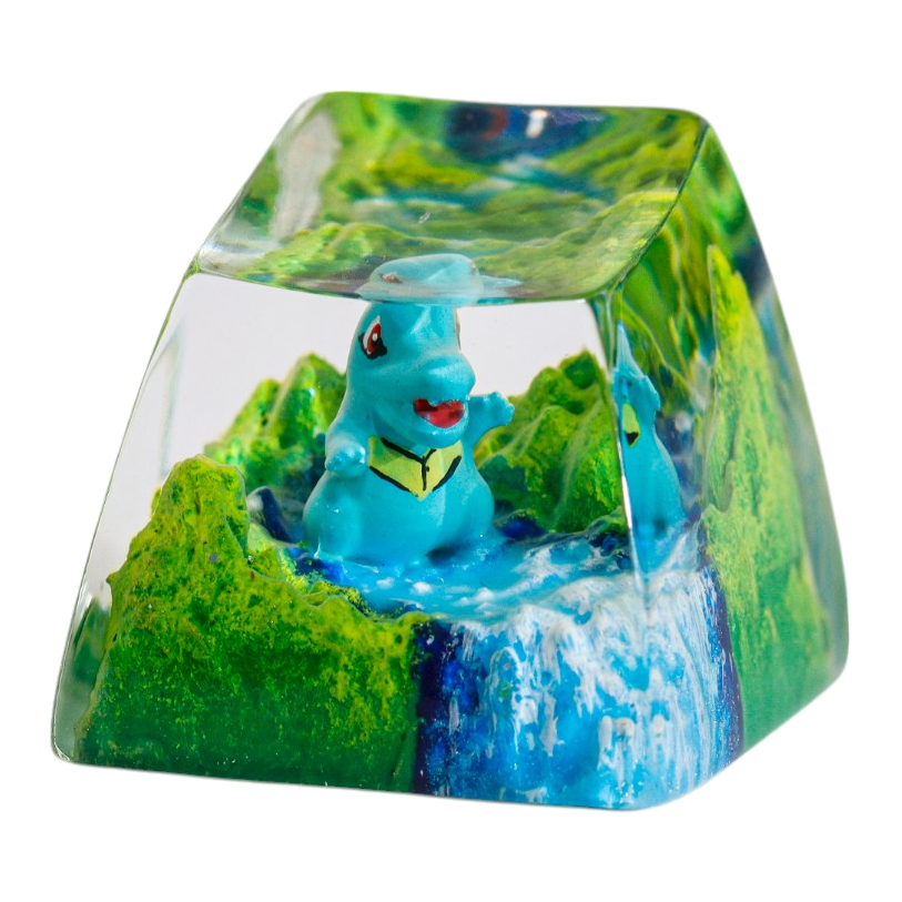Totodile Meadow Falls resin artisan keycap