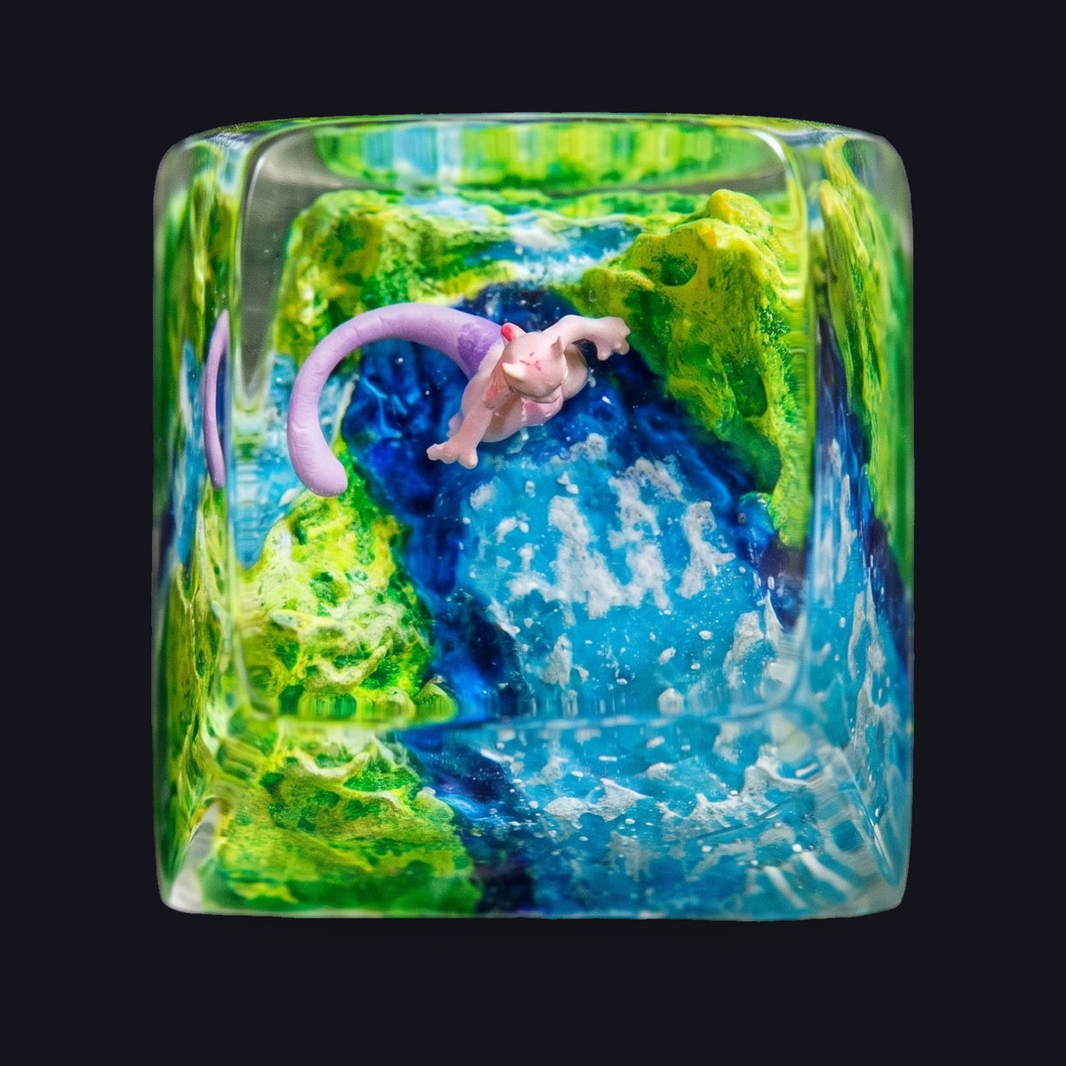 Mewtwo Meadow Falls Resin Keycap — top view