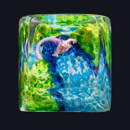 Mewtwo Meadow Falls Resin Keycap — top view