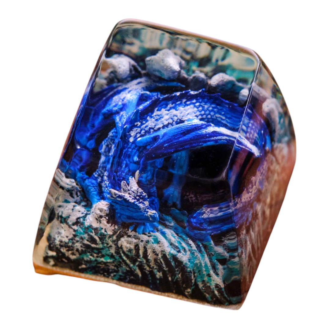 Sleeping Dragon Blue resin artisan keycap