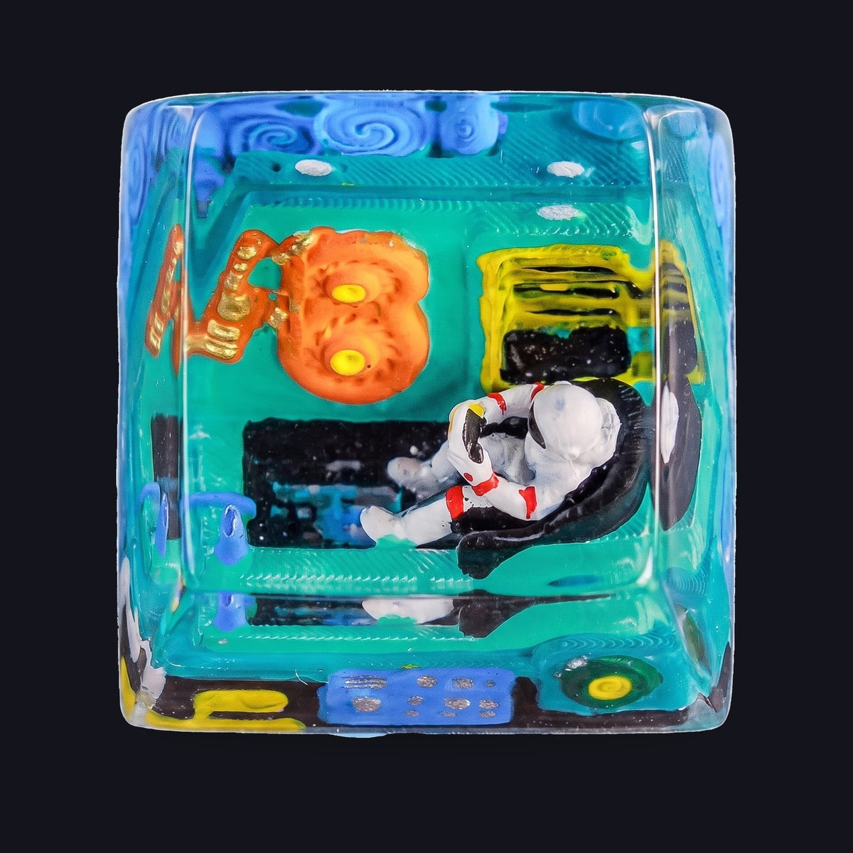 Astronaut Green Resin Keycap — top view