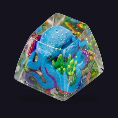 Octopus Blue Resin Keycap — studio square