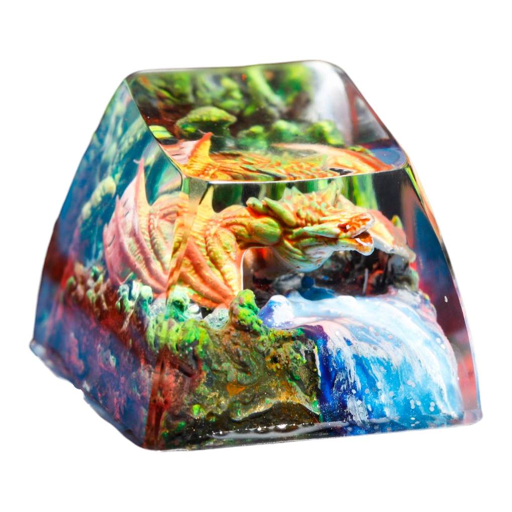 Orange Dragon resin artisan keycap