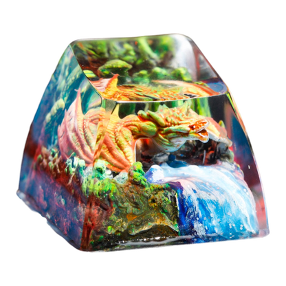 Orange Dragon resin artisan keycap