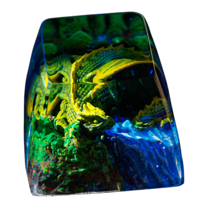 Sleeping Dragon Green resin artisan keycap