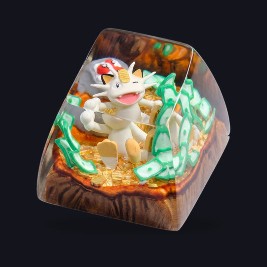 Meowth Resin Keycap — studio square