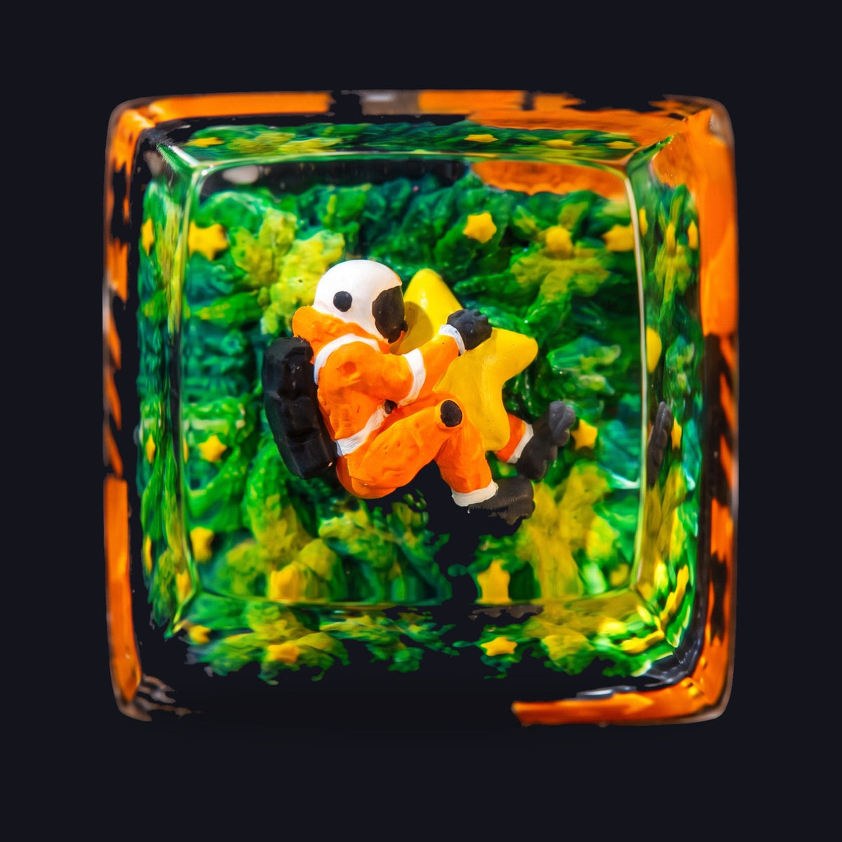 Astronaut Orange #3 Resin Keycap — top view