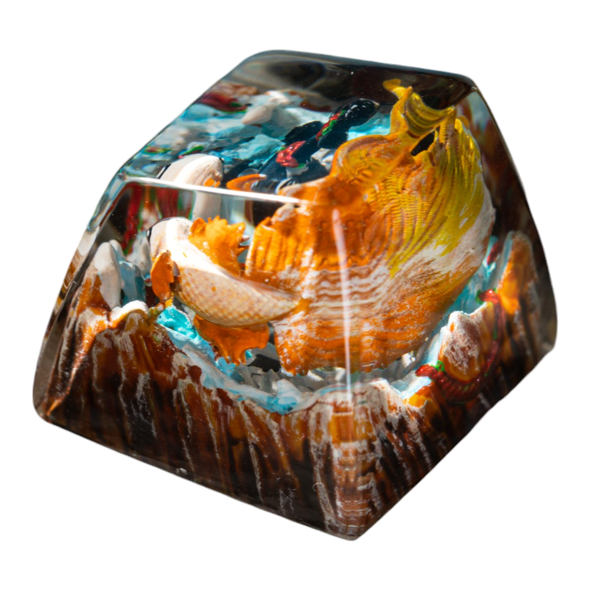 Koi Fish White Gold resin artisan keycap