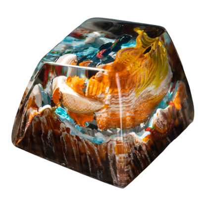 Koi Fish White Gold resin artisan keycap