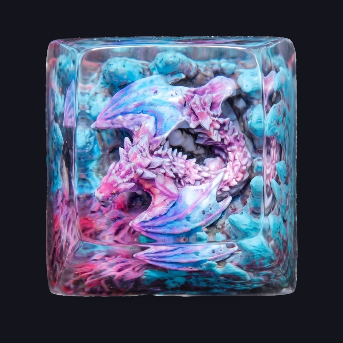 Violet Dragon Resin Keycap — top view