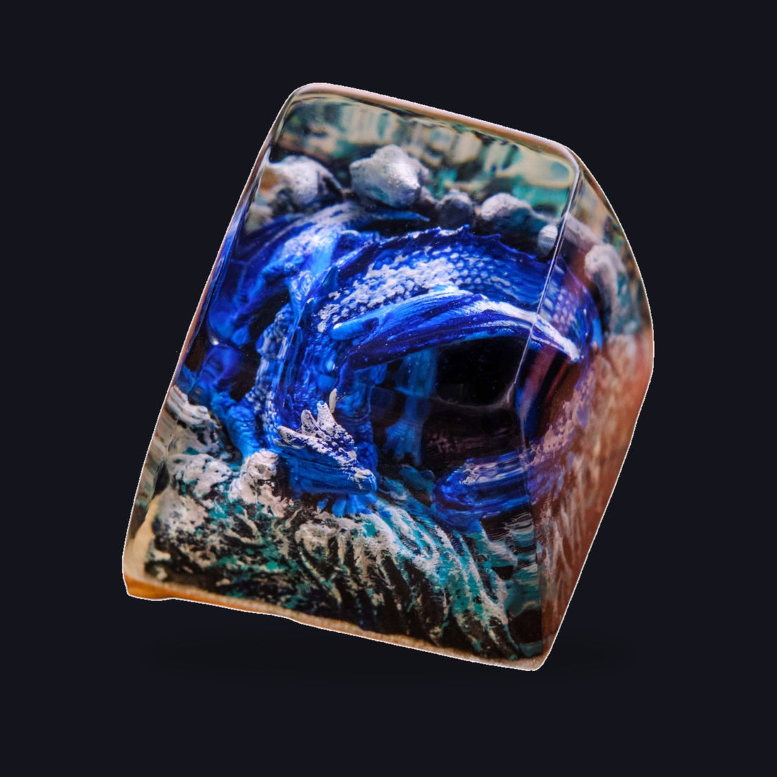 Sleeping Dragon Blue Resin Keycap