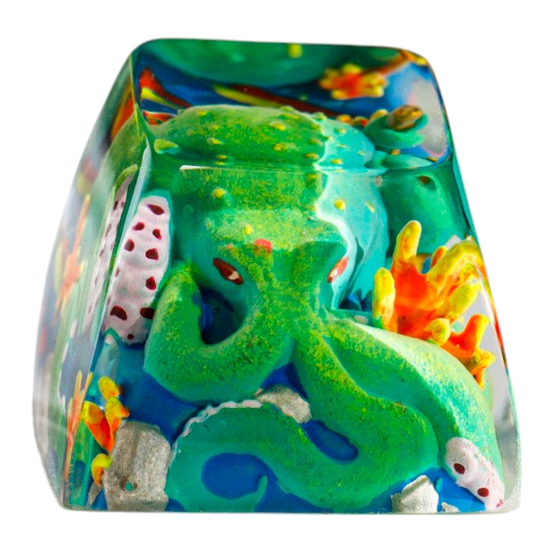 Octopus Green resin artisan keycap