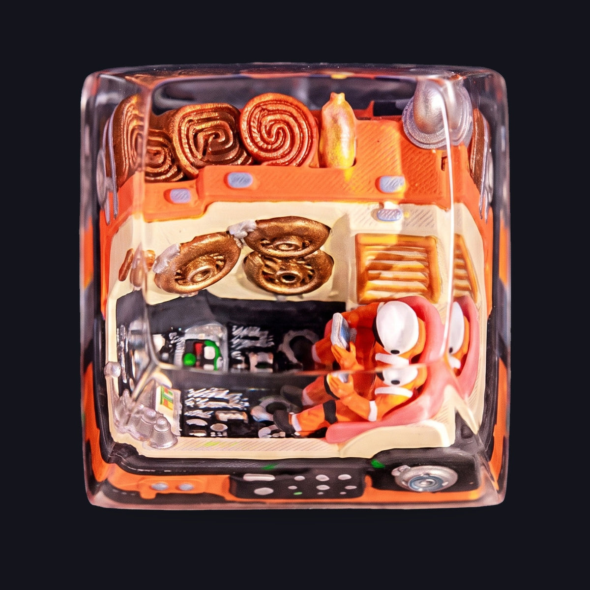 Astronaut Orange Resin Keycap — top view