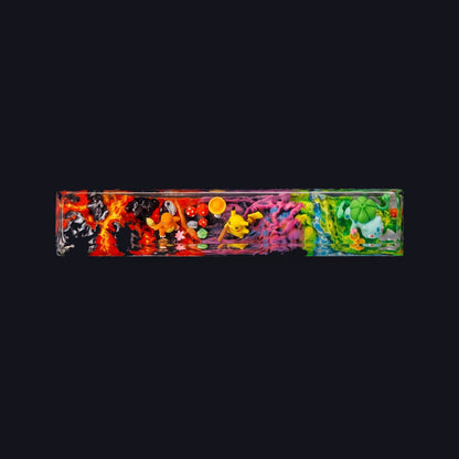 Charmander, Pikachu, Bulbasaur & Squirtle Resin Spacebar — top view