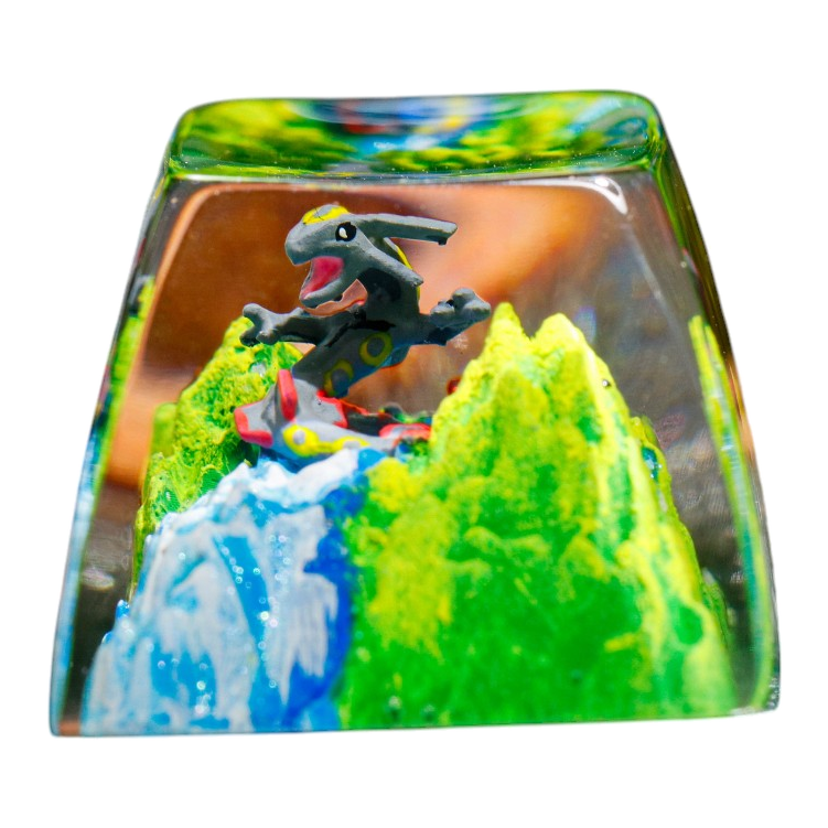 Rayquaza Meadow Falls resin artisan keycap