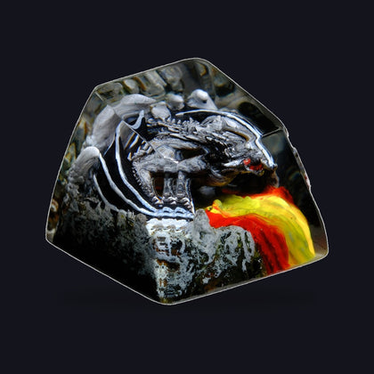 Grey Dragon Ember Resin Keycap