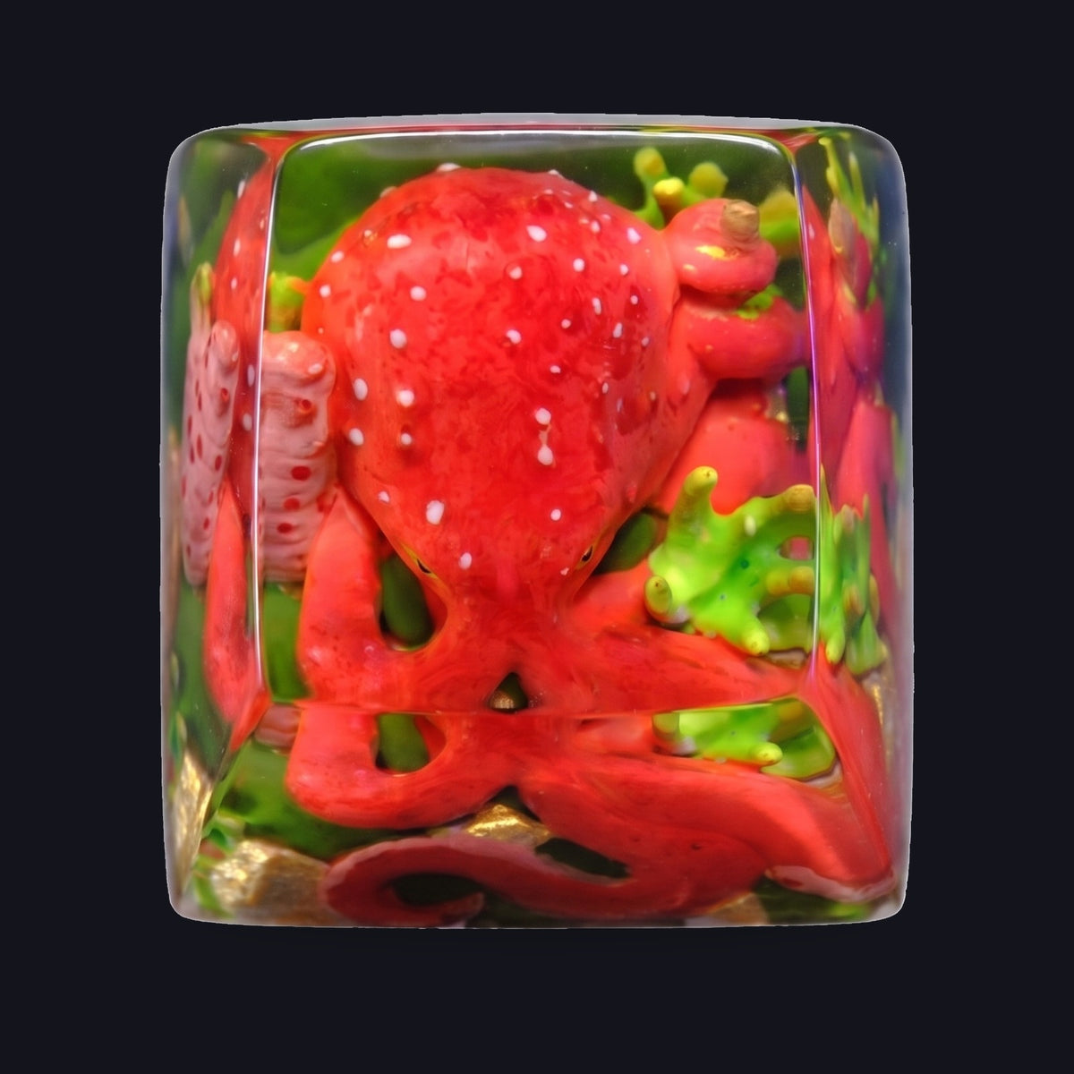 Octopus Red Resin Keycap — top view