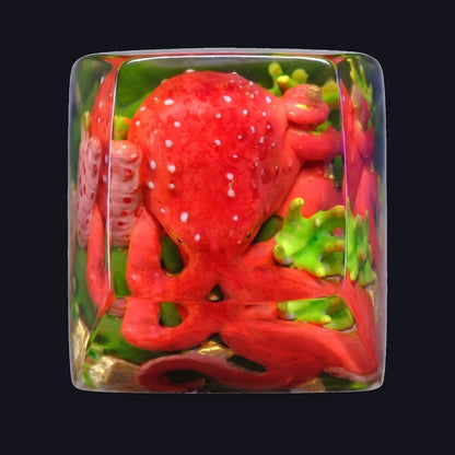 Octopus Red Resin Keycap — top view