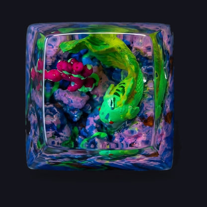 Koi Fish Green Resin Keycap — top view
