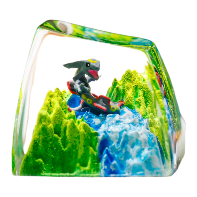 Rayquaza Meadow Falls resin artisan keycap