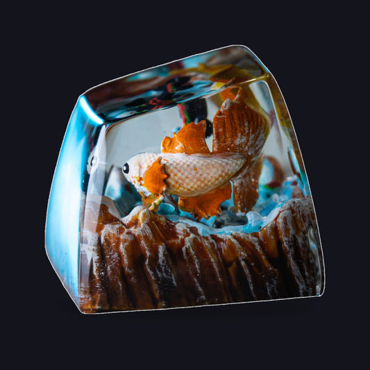 Koi Fish White Gold Resin Keycap — studio square