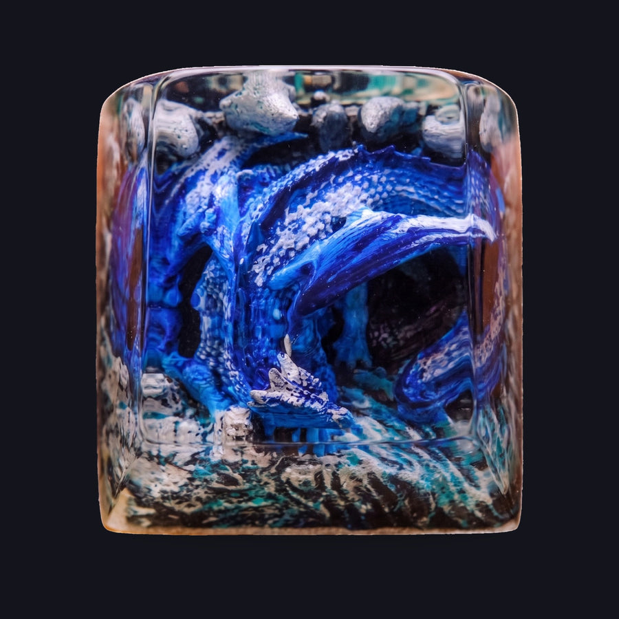 Sleeping Dragon Blue Resin Keycap