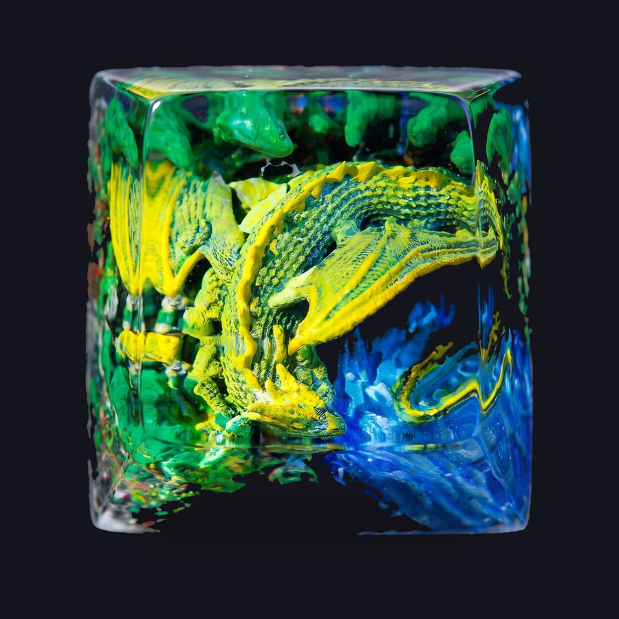 Sleeping Dragon Green Resin Keycap